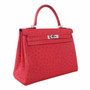 Hermes Red Kelly Bag 28cm KK Ostrich Leather Palladim Hardware