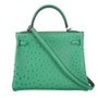 Hermes 6W Menthe Kelly Bag 28cm KK Ostrich Leather Palladim Hardware