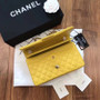 CHANEL Yellow Lambskin Leather Classic Double Flap 2.55 Shoulder Bag Silver HW