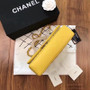 CHANEL Yellow Lambskin Leather Classic Double Flap 2.55 Shoulder Bag Silver HW