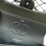 CHANEL Green Lambskin Leather Classic Double Flap 2.55 Shoulder Bag Silver HW