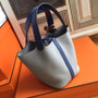Hermes Pearl Grey/ Blue Saphir  Picotin Lock MM Togo Leather Bag