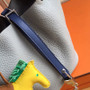 Hermes Pearl Grey/ Blue Saphir  Picotin Lock MM Togo Leather Bag