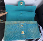 Chanel Classic Handbag with Blue Python & Gold Metal