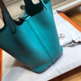 Hermes 7F Blue Paon  Picotin Lock 18 Togo Leather Bag