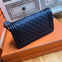 CHANEL Black Caviar Quilted Medium Boy Flap With Aged Silver Hardware