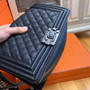 CHANEL Black Caviar Quilted Medium Boy Flap With Aged Silver Hardware