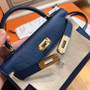 Hermes 73 Sapphire Mini Kelly II 20 Epsom calf Gold Hardware