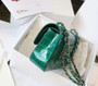  Chanel Emerald Shinny Alligator Classic  Flap Bag  with Silver Hardware
