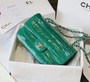  Chanel Emerald Shinny Alligator Classic  Flap Bag  with Silver Hardware