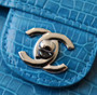  Chanel Izlan Blue Shinny Alligator Classic Mini Flap Bag with Silver Hardware