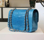  Chanel Izlan Blue Shinny Alligator Classic Mini Flap Bag with Silver Hardware