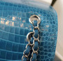  Chanel Izlan Blue Shinny Alligator Classic Mini Flap Bag with Silver Hardware
