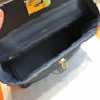 Hermes Kelly 24/24  Black/Navy Blue Swift & Togo Leather with Gold Hardware