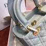 Christian Dior LADY DIOR LAMBSKIN TOTE BAG Light Blue 