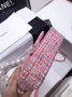 Chanel Pink Tweed Flap Bag With Pearl 