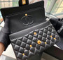 Chanel Black Leather Medium Classic 18K Gold Charms Double Flap Bag