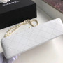  CHANEL White Lambskin Leather Classic Double Flap 2.55 Shoulder Bag With Gold Hardware