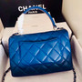 Chanel  Small Trendy CC Top Handle Bag Quilted Lambskin Navy Blue