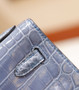 Hermes SHINY BLUE BRIGHTON NILOTICUS CROCODILE KELLY 25 WITH GOLD HARDWARE  Hermes SHINY BLUE BRIGHTON NILOTICUS CROCODILE KELLY 25 WITH GOLD HARDWARE