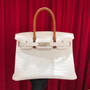 Hermes White/ Gold Birkin 30 in Porosus  Crocodile with Palladium hardware Hermes White/ Gold Birkin 30 in Porosus  Crocodile with Palladium hardware