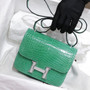  Hermes Bamboo Crocodile Shiny Leather  Constance 23 Bag with 18-karat white gold and diamond