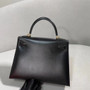 Hermès Black Kelly 28 Box Leather Gold Hardware