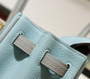 Hermes Special Order Bi-Colour 3P Blue Atoll/ 4Z Gris Mouette Birkin 25 cm Togo Gold  Hardware