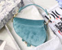 Christian Dior MINI SADDLE VELVET BAG BLUE 