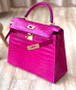 Hermes J5 Rose Scheherazade Kelly 28 Crocodile Niloticus 28  Hermes J5 Rose Scheherazade Kelly 28 Crocodile Niloticus 28