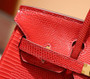 Hermes Red Lizard Birkin Bag 25cm Gold Hardware