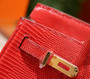 Hermes Red Lizard Birkin Bag 25cm Gold Hardware