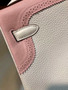 Hermes Special Order Horseshoe White/ Rose Sakura  Ghillie Kelly 32cm Togo/Swift Gold Hardware Hermes Special Order Horseshoe White/ Rose Sakura  Ghillie Kelly 32cm Togo/Swift Gold Hardware