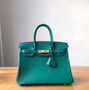 Hermes U4 Vert Verigo Birkin 30cm KK Ostrich Leather Gold Hardware