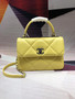 Chanel Small Flap Bag With Top Handle A92236 Yellow 