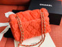 Chanel Shearling Lambskin Flap Bag Bright Red
