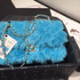  Chanel Shearling Lambskin Flap Bag  Blue 