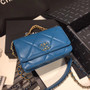 CHANEL 19 Wallet on Chain Blue 