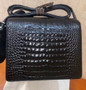 Hermes Noir Shiny Alligator PHW Roulis Mini 18/19 Handbag