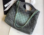 CHANEL 31 Large Denim Shopping Bag Green