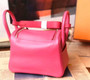Hermes Rare  Mini Lindy 20cm Bag Fuchsia Swift Leather Palladium Hardware with rare Tressage Strap