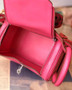 Hermes Rare  Mini Lindy 20cm Bag Fuchsia Swift Leather Palladium Hardware with rare Tressage Strap