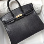 Hermes Black Lizard Birkin Bag 25cm Gold Hardware