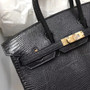 Hermes Black Lizard Birkin Bag 25cm Gold Hardware