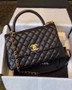 Chanel Mini Coco Handle Bag with Calfskin  Handle Black