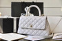 Chanel Mini Coco Handle Bag with Calfskin  Handle Light Grey