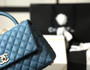 Chanel Small Coco Handle Bag in Calfskin Handle Blue
