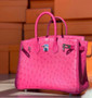 Hermes  E5 Rose Tyrien Birkin Bag 25cm KK Ostrich Leather Palladium  Hardware Hermes  E5 Rose Tyrien Birkin Bag 25cm KK Ostrich Leather Palladium  Hardware