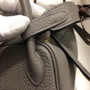 Hermès Mini Lindy 20cm Bag  8F Etain Taurillon Clemence Leather Gold Hardware