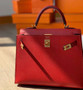 Hermes Red Kelly 25 cm Epsom Gold Hardware